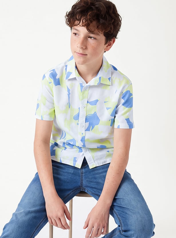 Boys Printed Oversized Shirt