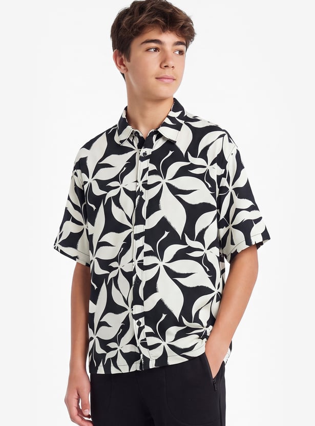 Boys Floral Print Oversized Shirt (Copy)